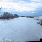 Río desbordado y vega inundada en Herencia