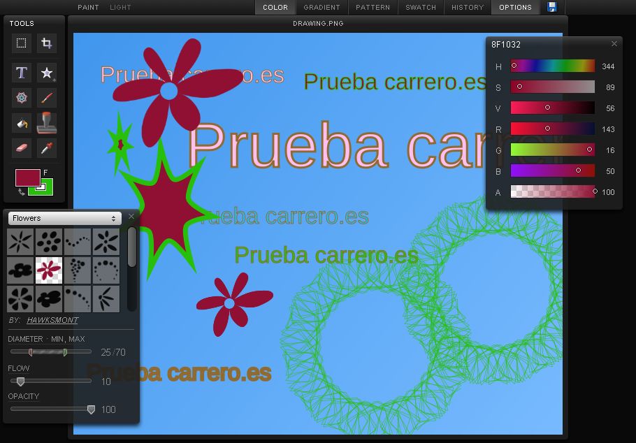 Increíble editor paint en HTML5 Carrero