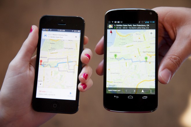 google maps ios vs google maps android