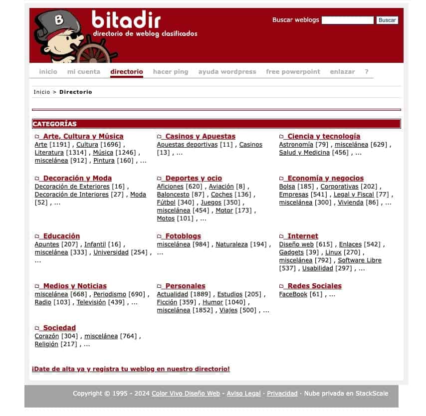 Versión antigua de Bitadir, igual desde 1997